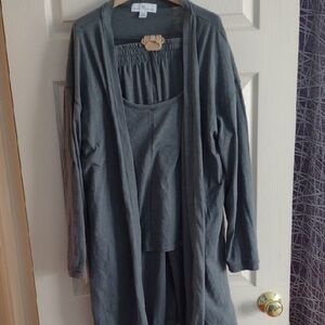 Karen Neuburger Charcoal Cardigan and Tank Set